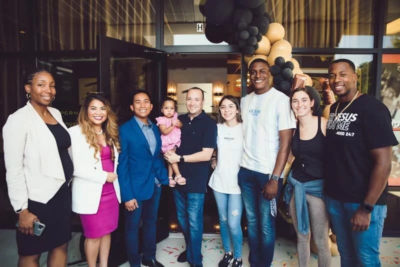 The BrowQueen Microblading team and guests at a studio opening