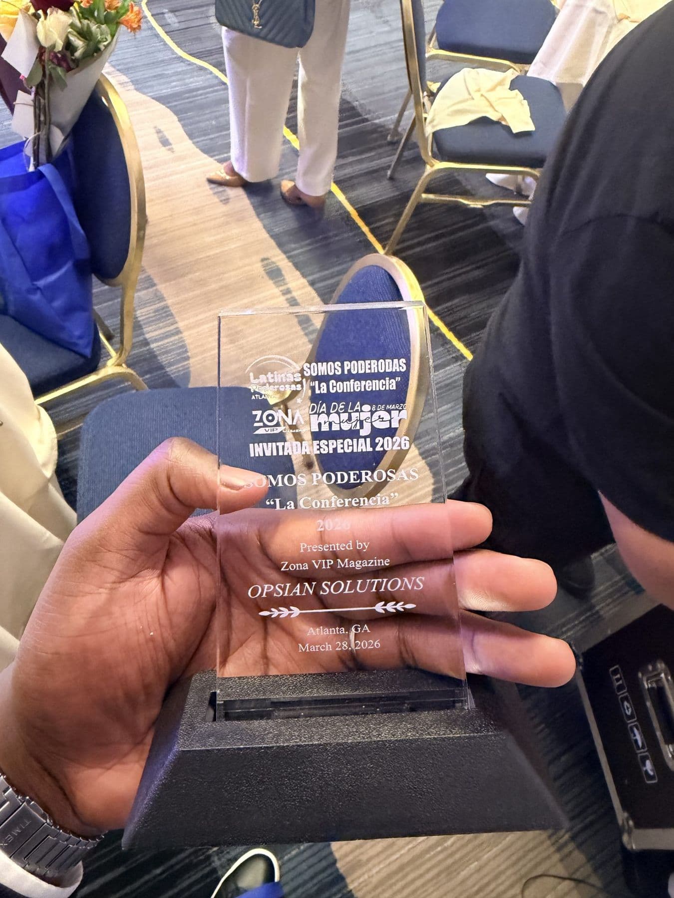 The recognition plaque presented to Opsian Solutions