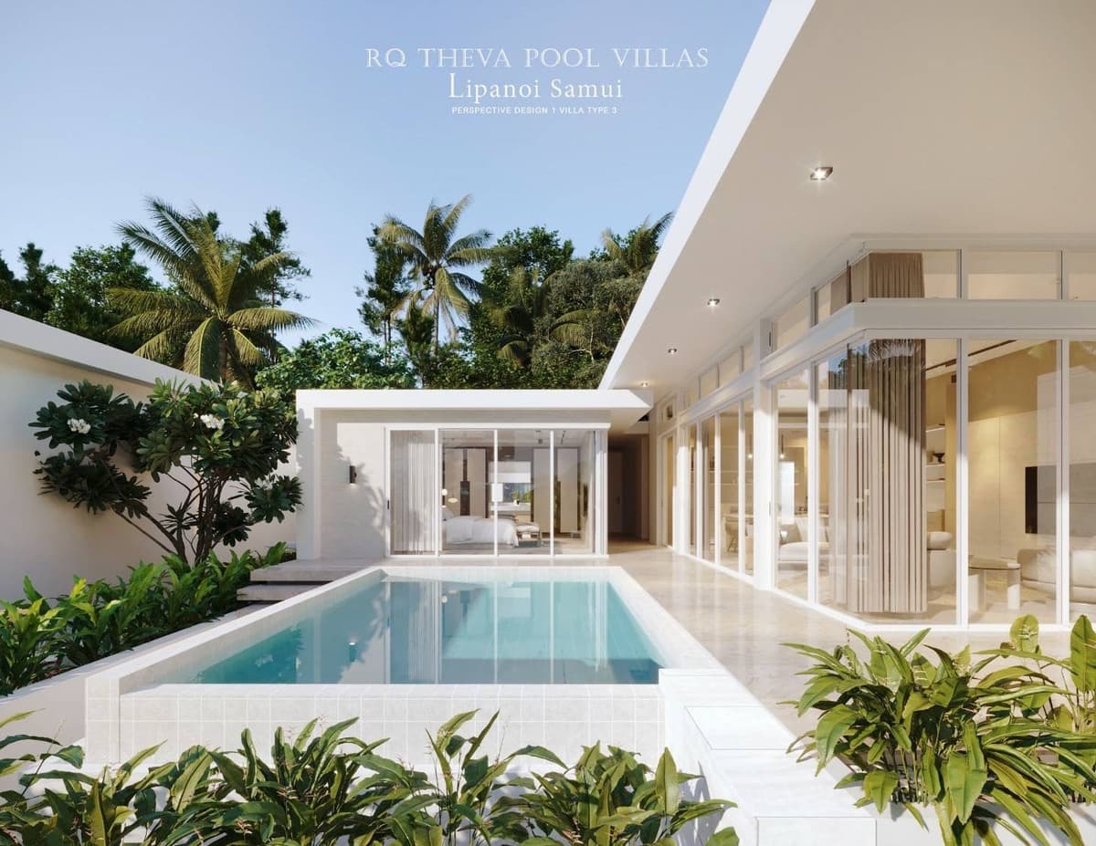 THEVA Pool Villas Lipa Noi, pool and villa perspective render